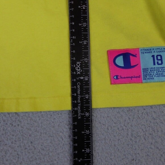 Champion Shirt Womens Large L Yellow Reverse Weave Crop Top Colorful Cotton - Picture 9 of 11